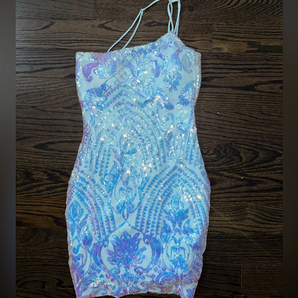 Kai Formal One-Shoulder Sequin Short Dress